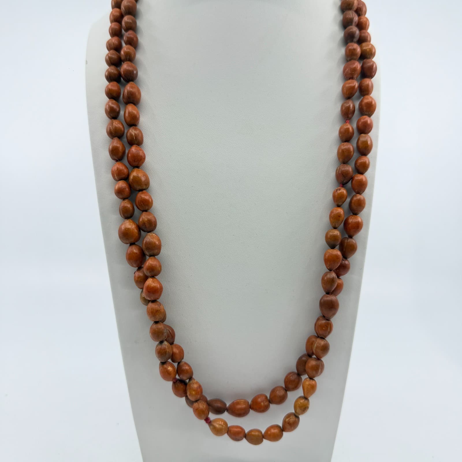 Long Natural Seed Bead Necklace Boho Layering Jewelry Earthy Rustic Minimalist - Thumbnail 2