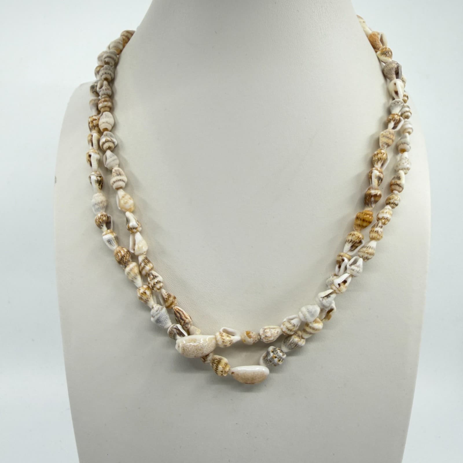 Double Layer Natural Seashell Beaded Necklace Beach Boho Coastal Jewelry Gift - Thumbnail 5