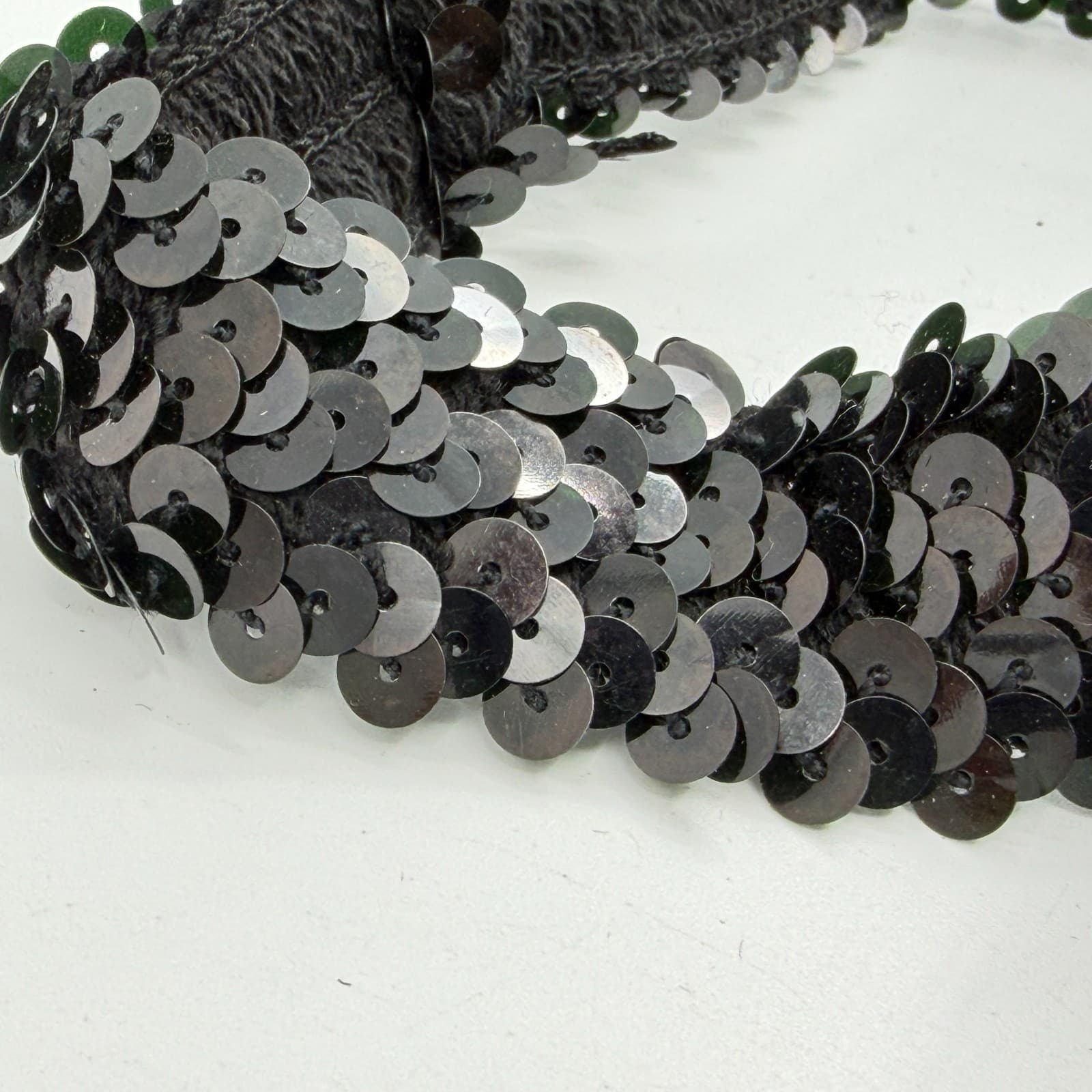 Black Sequin Flapper Headband Gatsby Style Feather Rhinestone Hair Accessory - Thumbnail 6