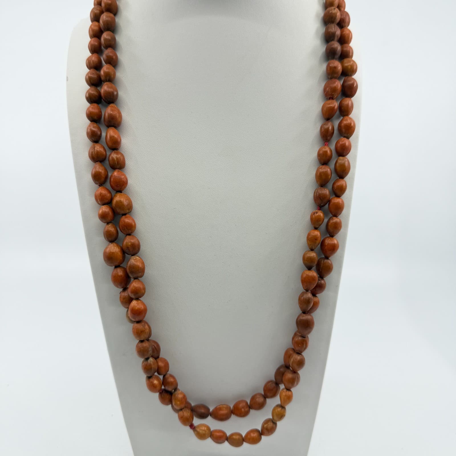 Long Natural Seed Bead Necklace Boho Layering Jewelry Earthy Rustic Minimalist - Thumbnail 3