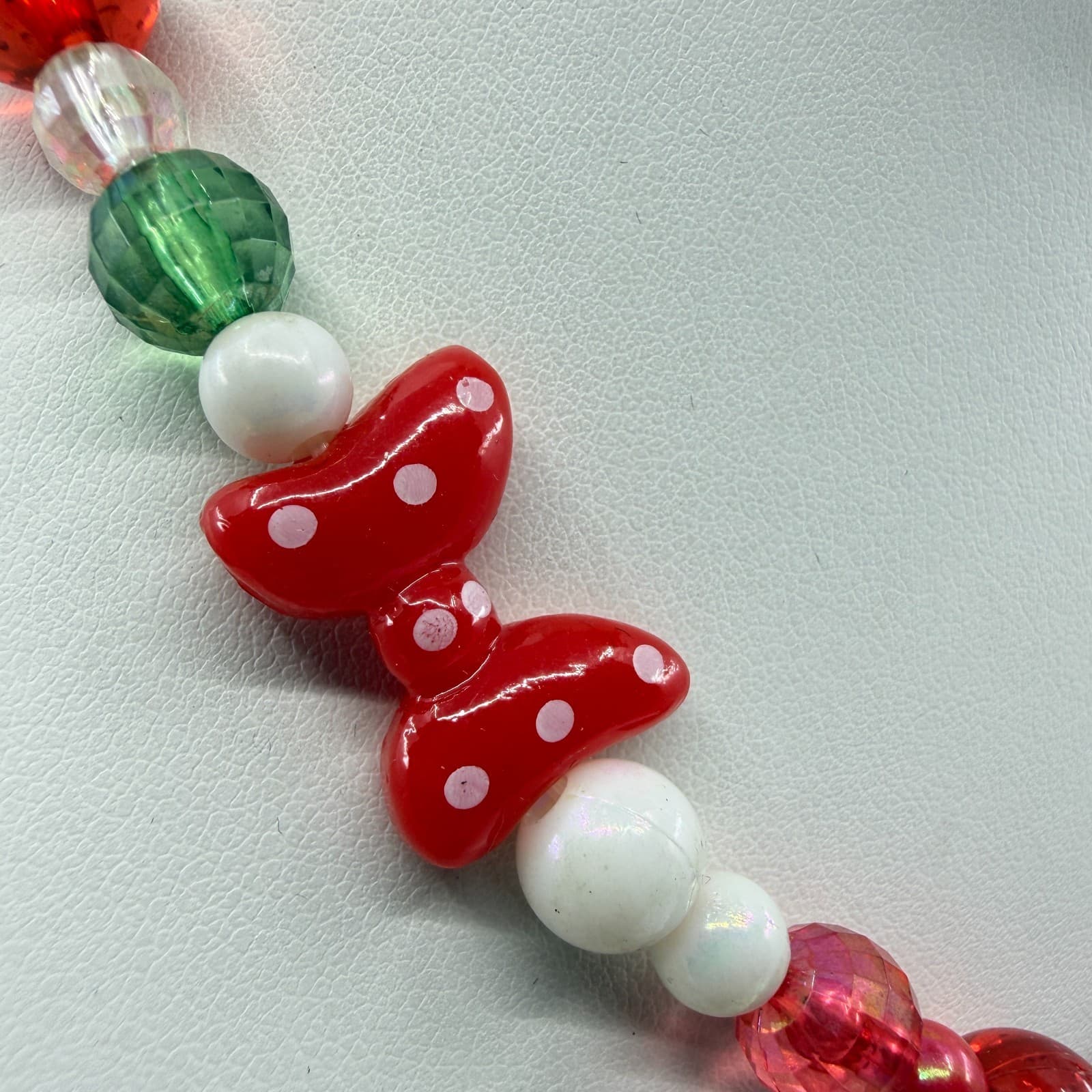 Y2K Festive Polka Dot Reindeer Heart Bead Necklace Holiday Statement Gift Piece - Thumbnail 5