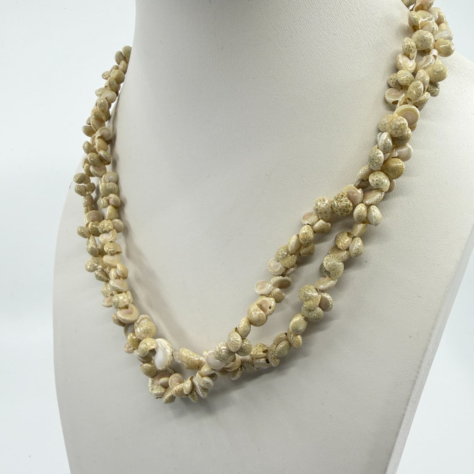 Layered Natural Spiral Shell Bead Necklace Coastal Boho Beach Statement Jewelry - Thumbnail 6