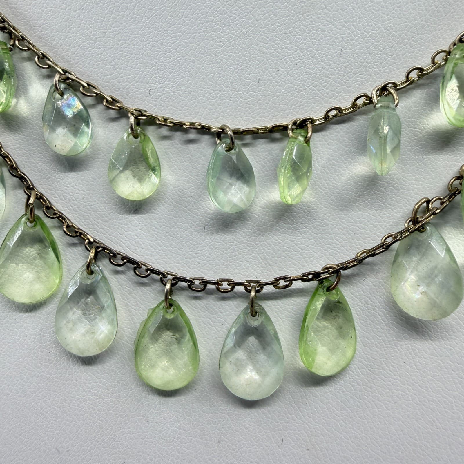 Light Green Faceted Teardrop Crystal Choker Layered Necklace Statement Jewelry - Thumbnail 6
