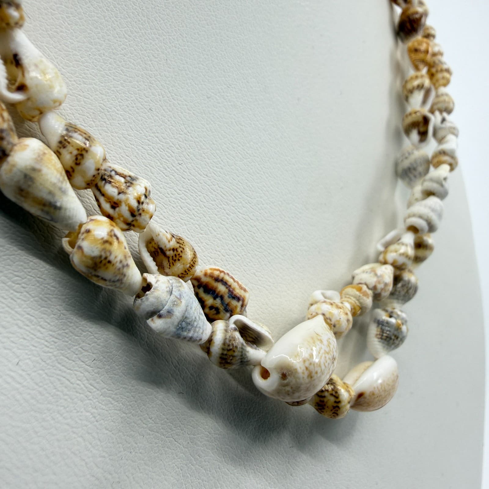 Double Layer Natural Seashell Beaded Necklace Beach Boho Coastal Jewelry Gift - Thumbnail 3