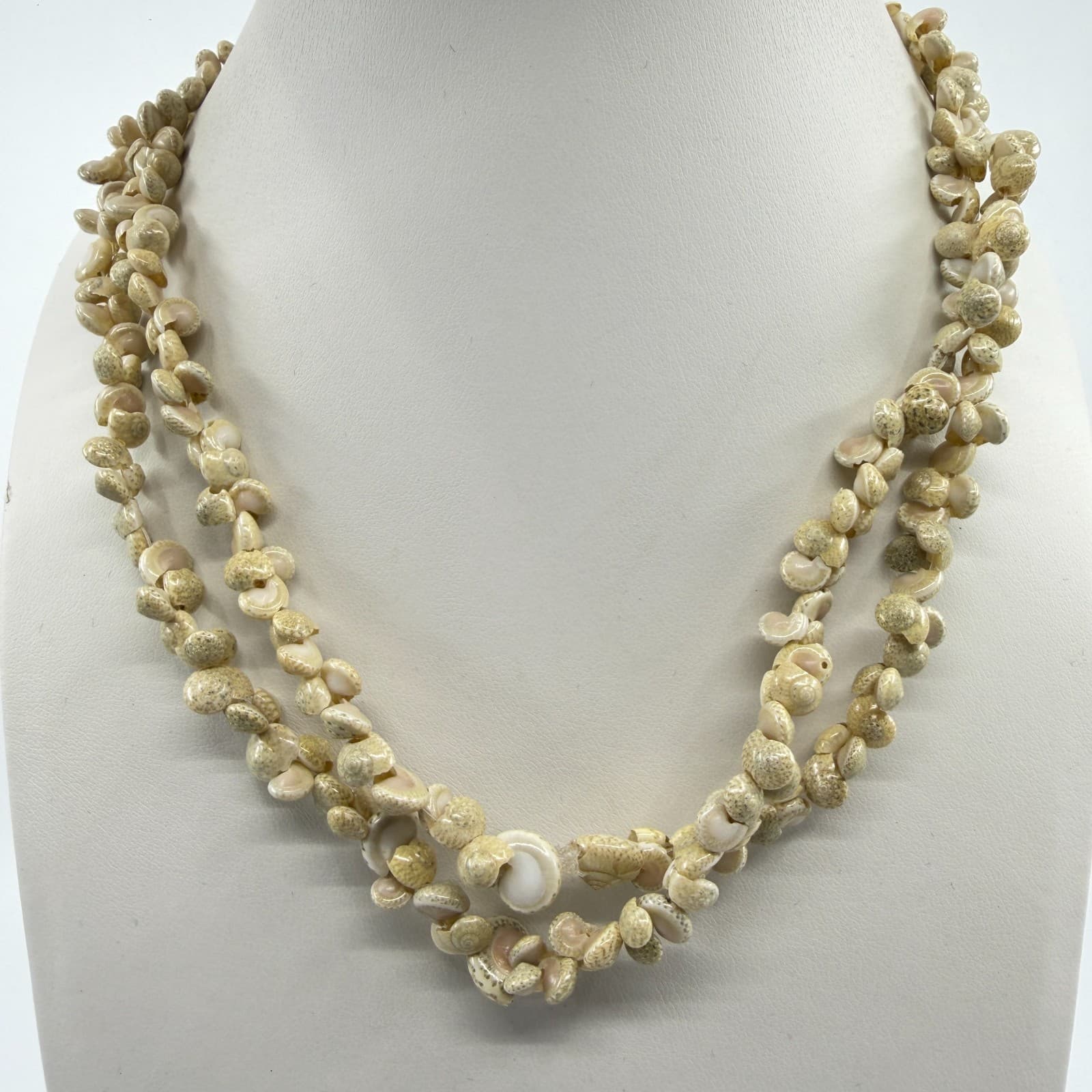 Layered Natural Spiral Shell Bead Necklace Coastal Boho Beach Statement Jewelry - Thumbnail 7
