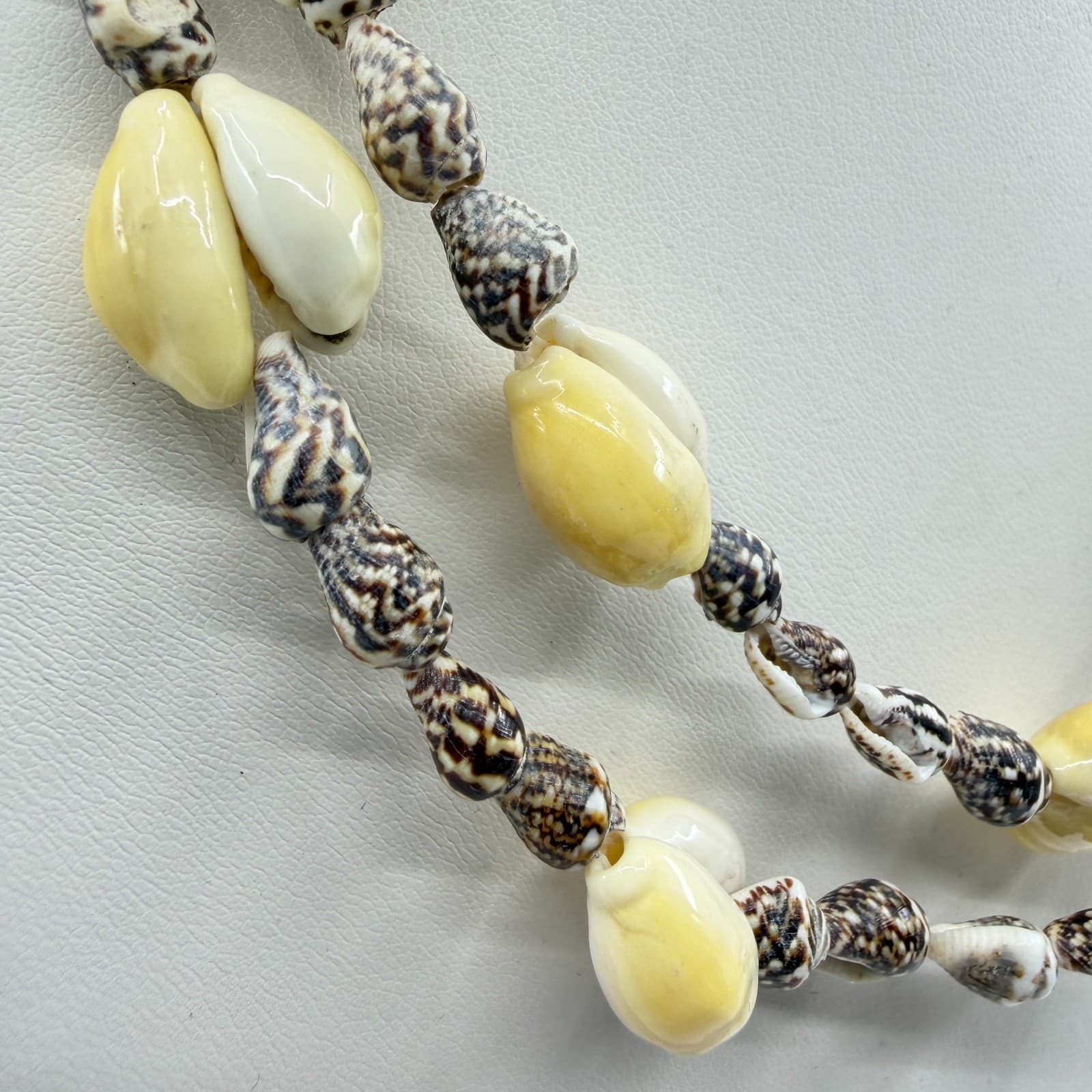 Natural Seashell Beaded Double Layer Necklace Beach Boho Surf Statement Jewelry - Thumbnail 3