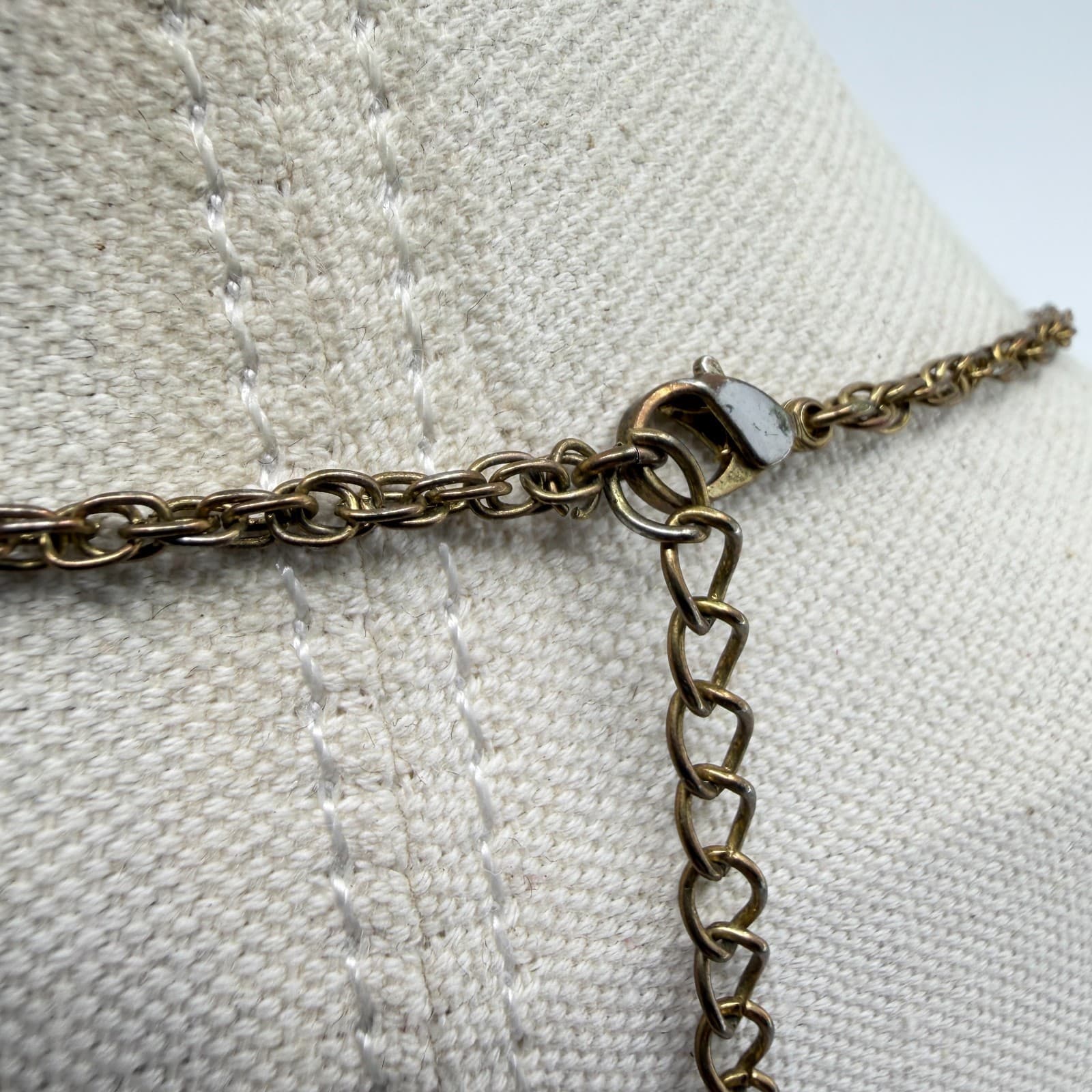 Ornate Gold Tone Emerald Cut Glass Pendant Necklace Statement Filigree Victorian - Thumbnail 8