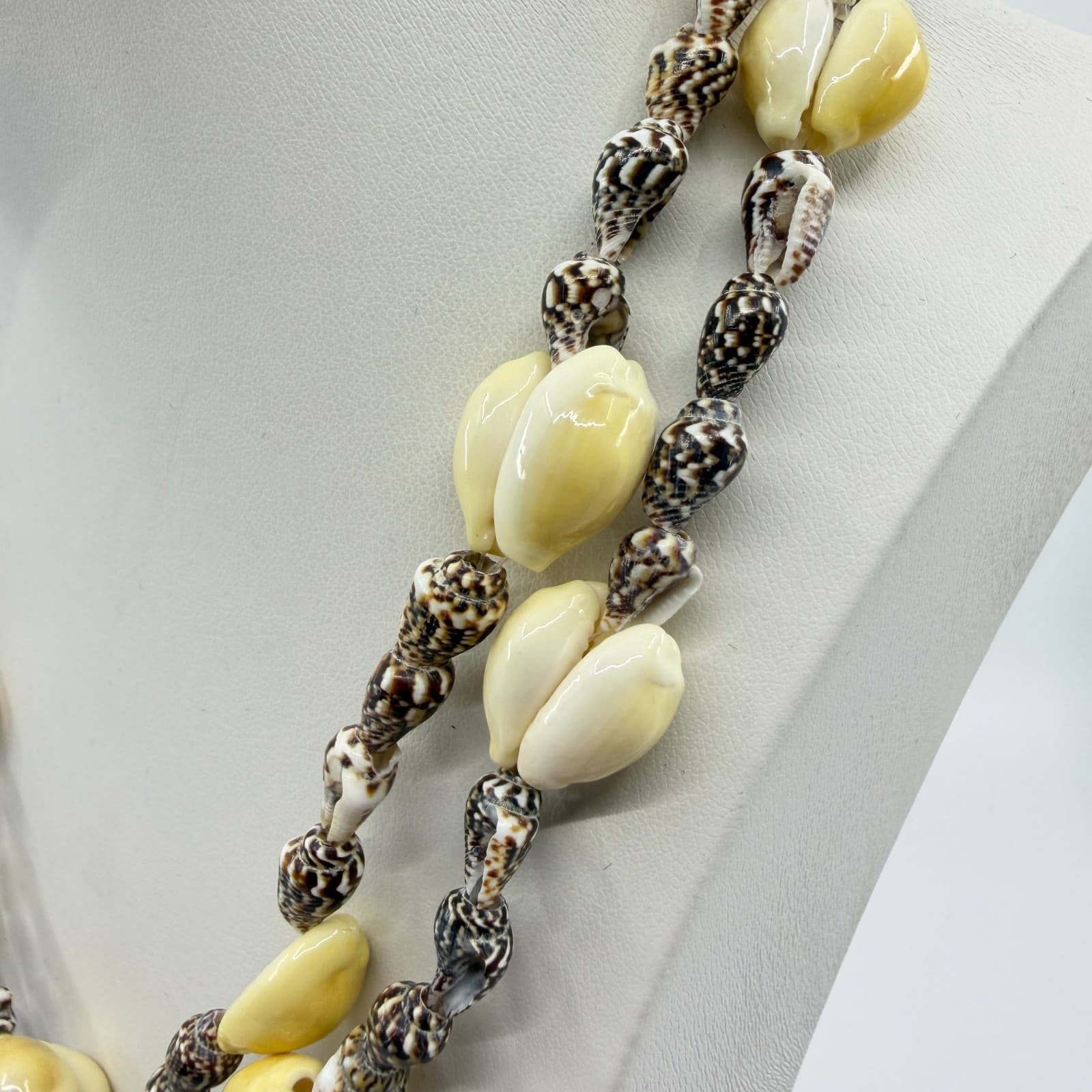 Natural Seashell Beaded Double Layer Necklace Beach Boho Surf Statement Jewelry - Thumbnail 6