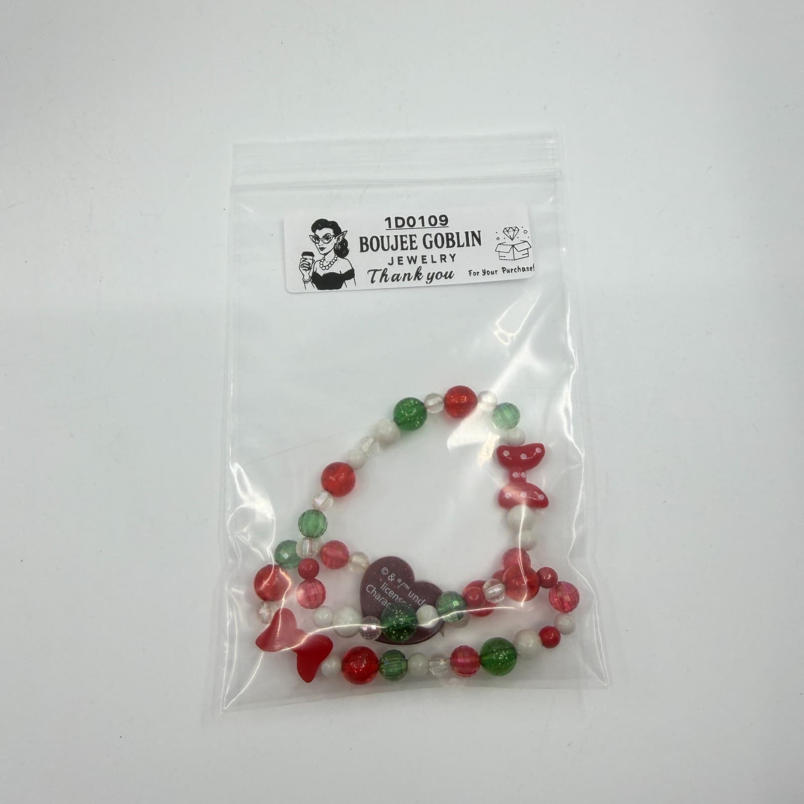 Y2K Festive Polka Dot Reindeer Heart Bead Necklace Holiday Statement Gift Piece - Thumbnail 10