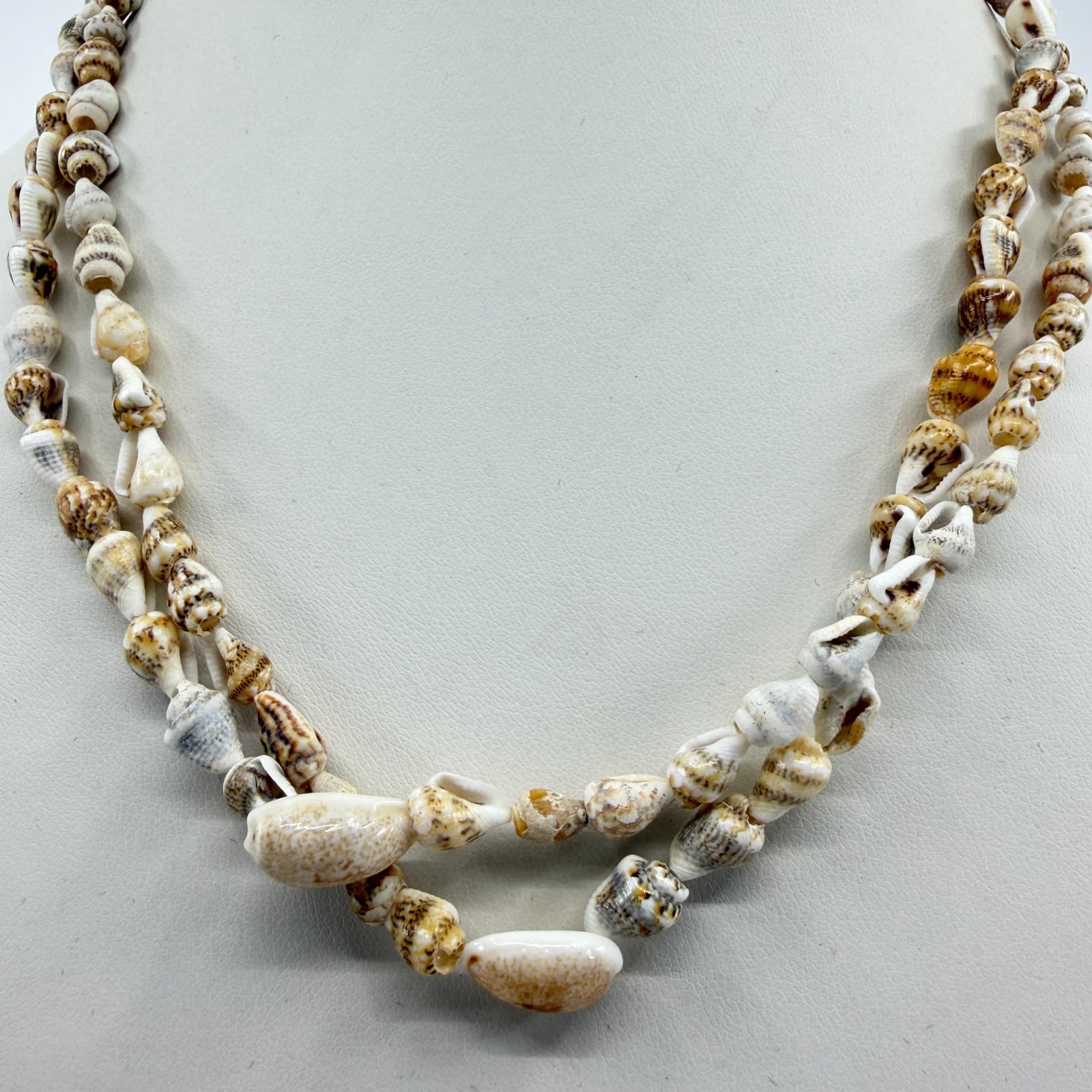 Double Layer Natural Seashell Beaded Necklace Beach Boho Coastal Jewelry Gift - Thumbnail 6