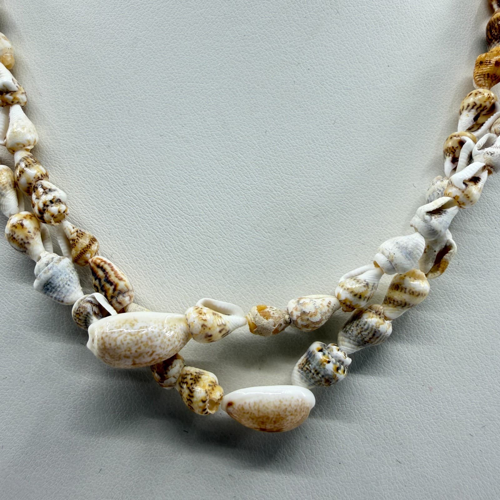 Double Layer Natural Seashell Beaded Necklace Beach Boho Coastal Jewelry Gift - Thumbnail 2