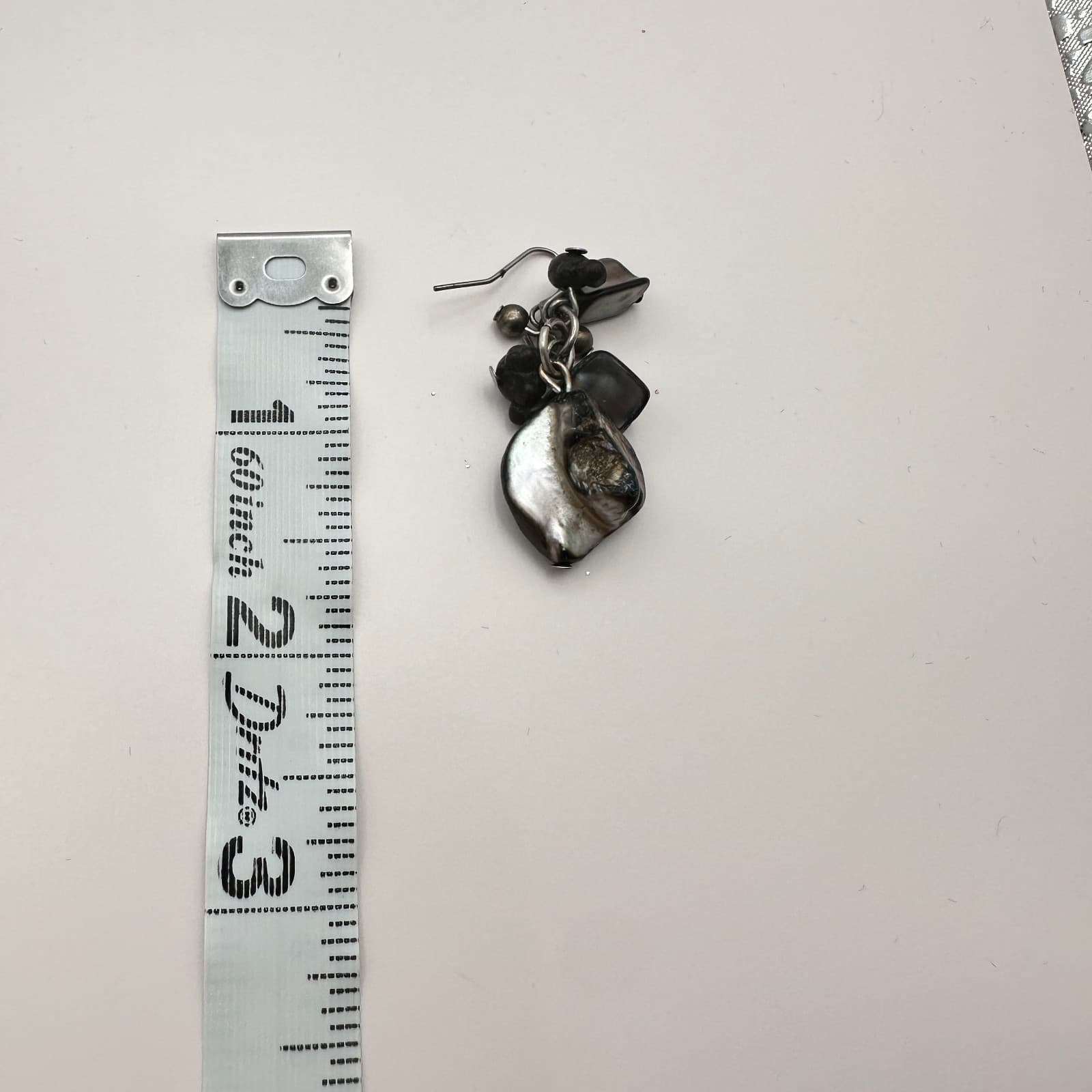 Vintage Y2K Silver Tone Iridescent Shell Beaded Dangle Earrings Women's Jewelry - Thumbnail 6