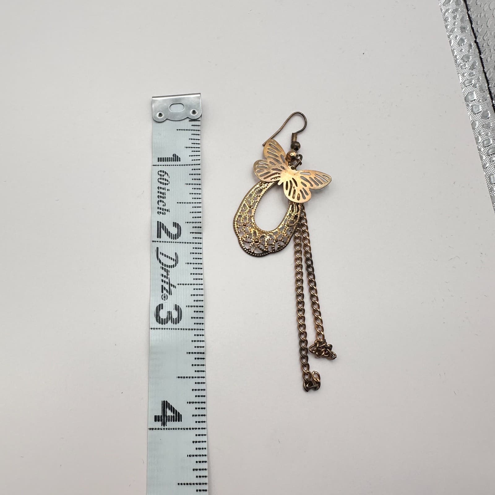 Vintage 90s Gold Tone Butterfly Filigree Dangle Earrings Women's Classic Jewelry - Thumbnail 8