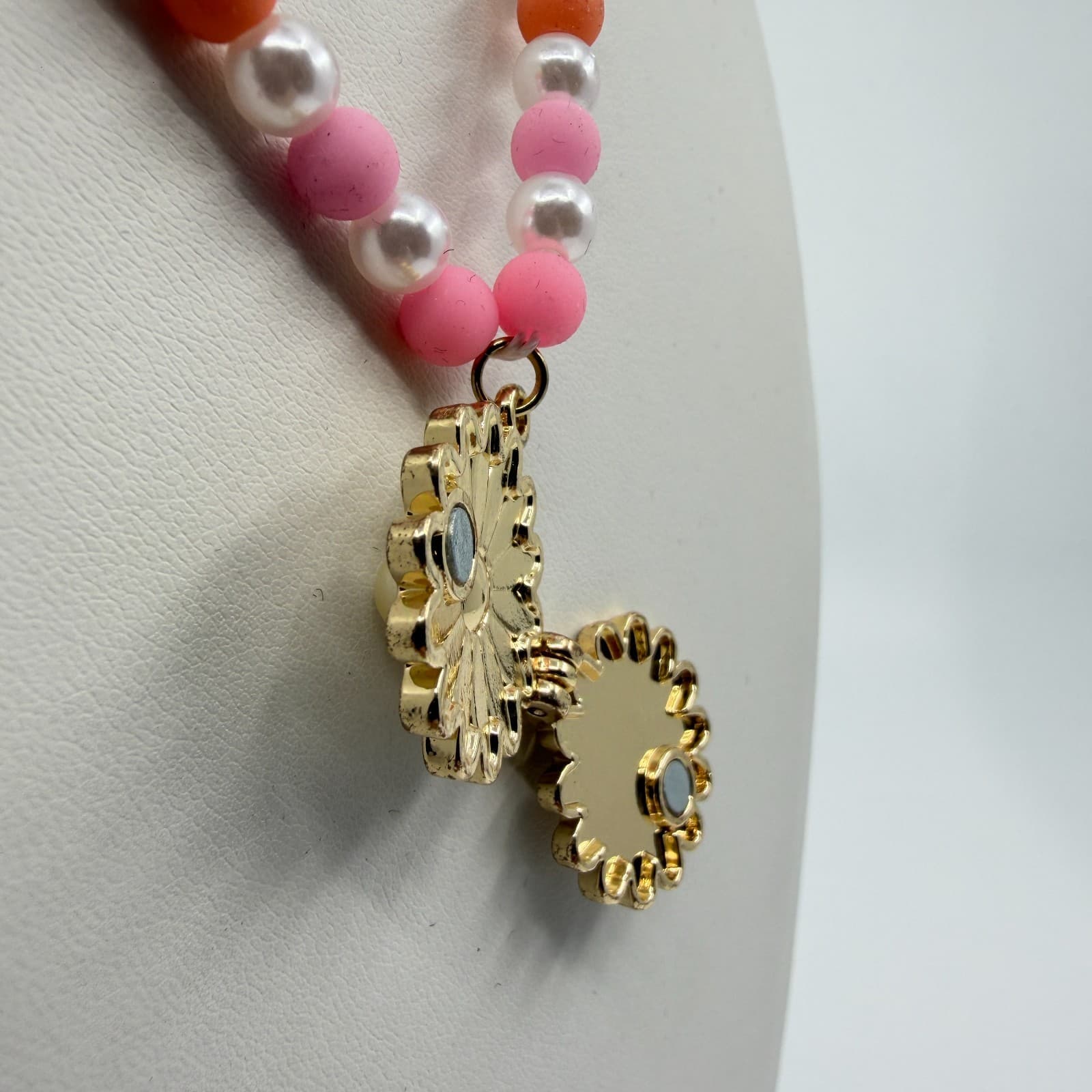 Pastel Bead Daisy Locket Necklace Colorful Cottagecore Boho Festival Jewelry - Thumbnail 11
