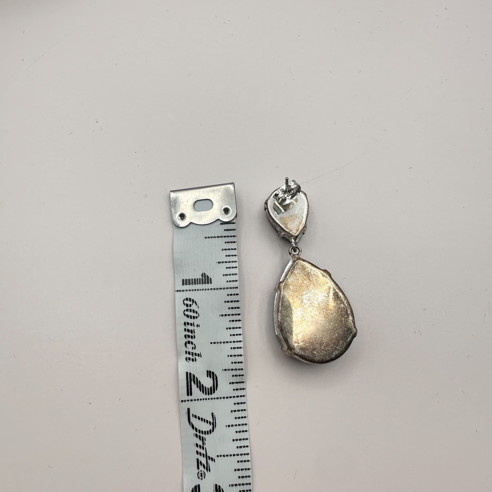 Vintage 90s Silver Tone Purple Teardrop Dangle Earrings Women's Classic Jewelry - Thumbnail 9