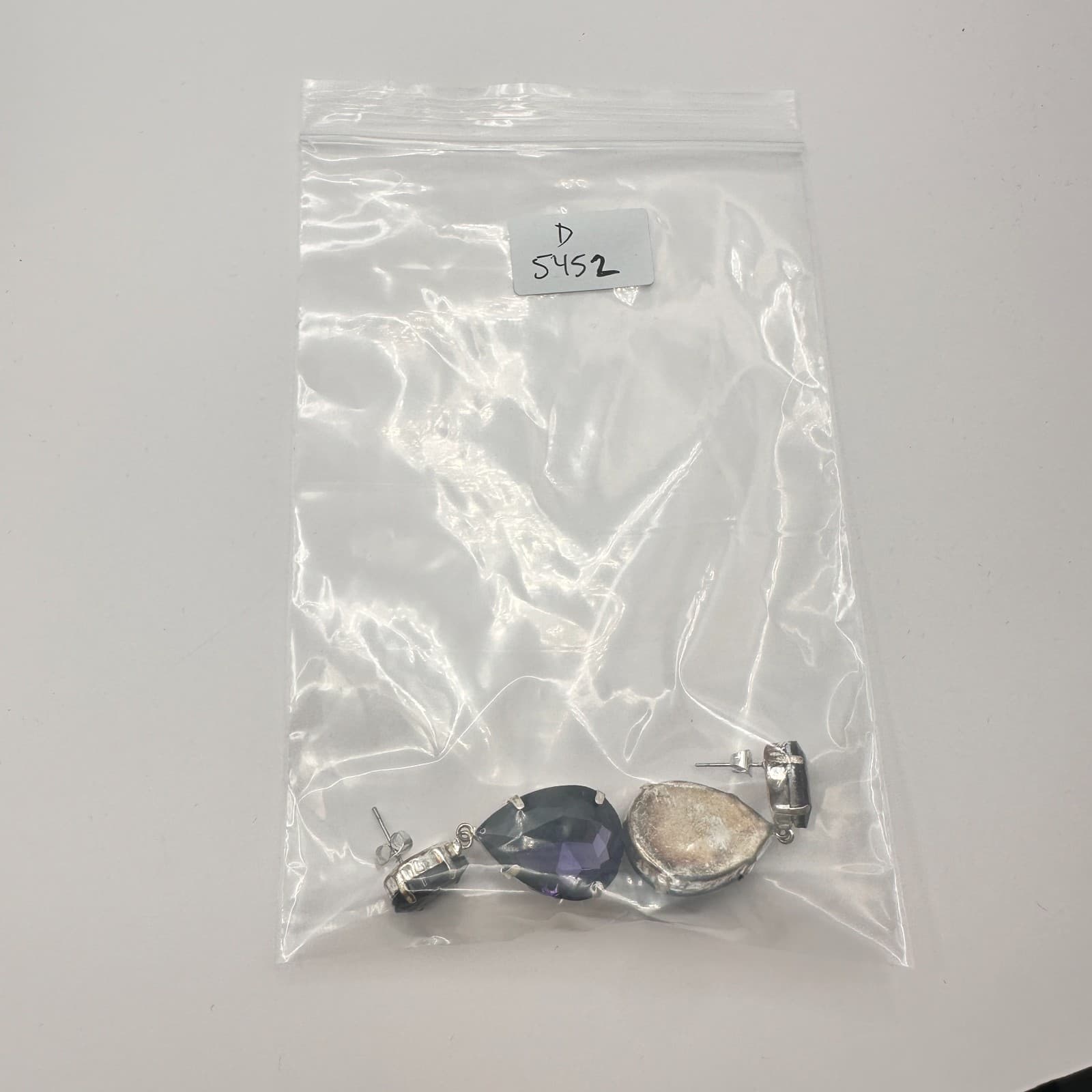Vintage 90s Silver Tone Purple Teardrop Dangle Earrings Women's Classic Jewelry - Thumbnail 10