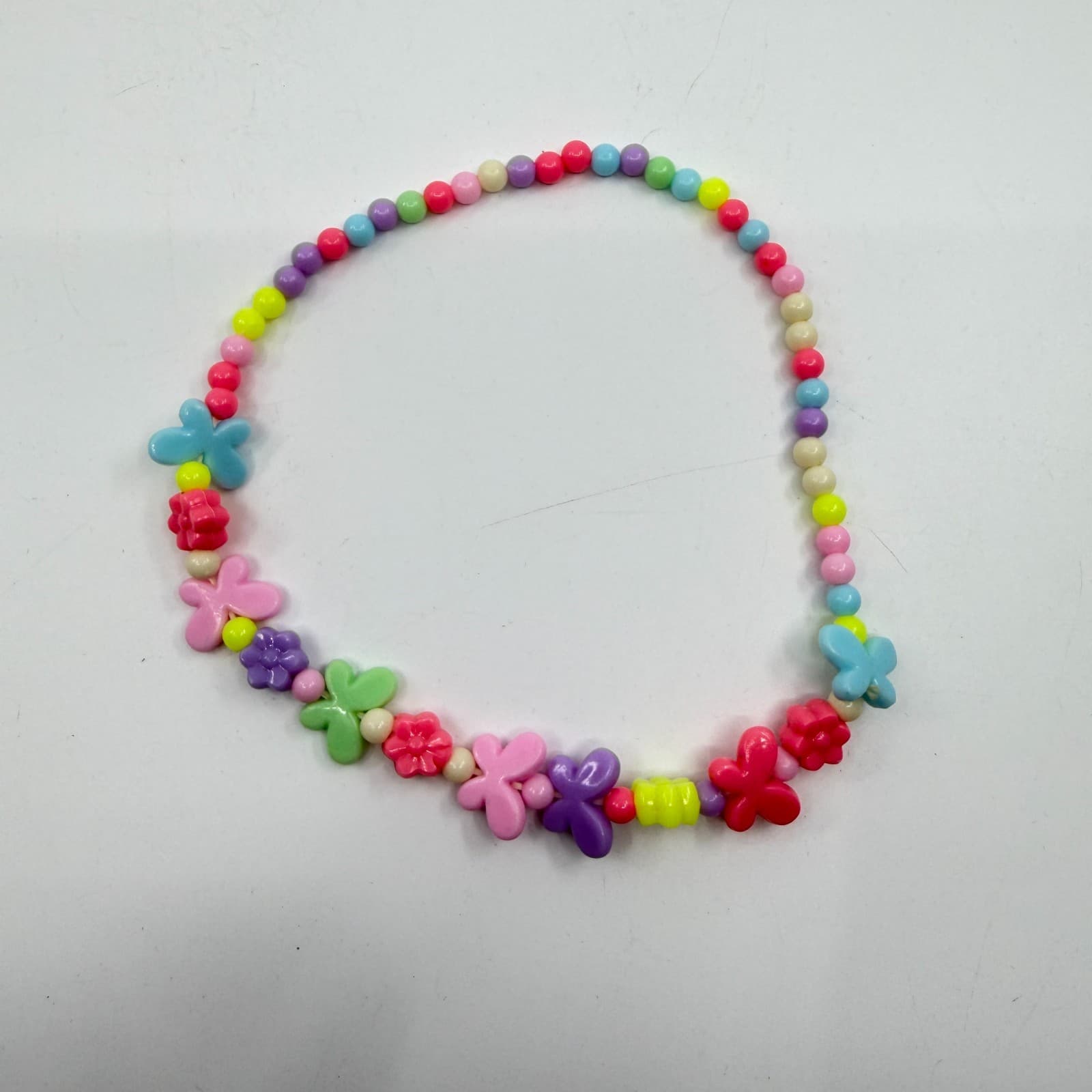 Pastel Butterfly Flower Beaded Necklace Y2K Cottagecore Fun Statement Jewelry - Thumbnail 7