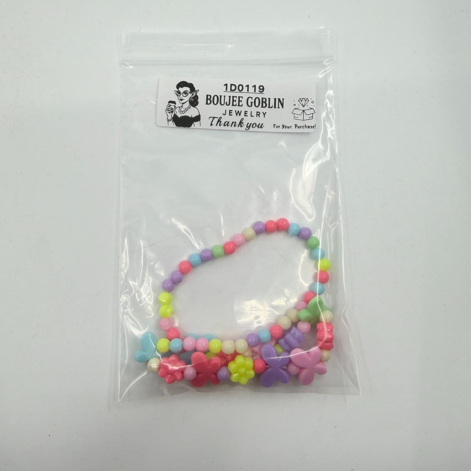 Pastel Butterfly Flower Beaded Necklace Y2K Cottagecore Fun Statement Jewelry - Thumbnail 9