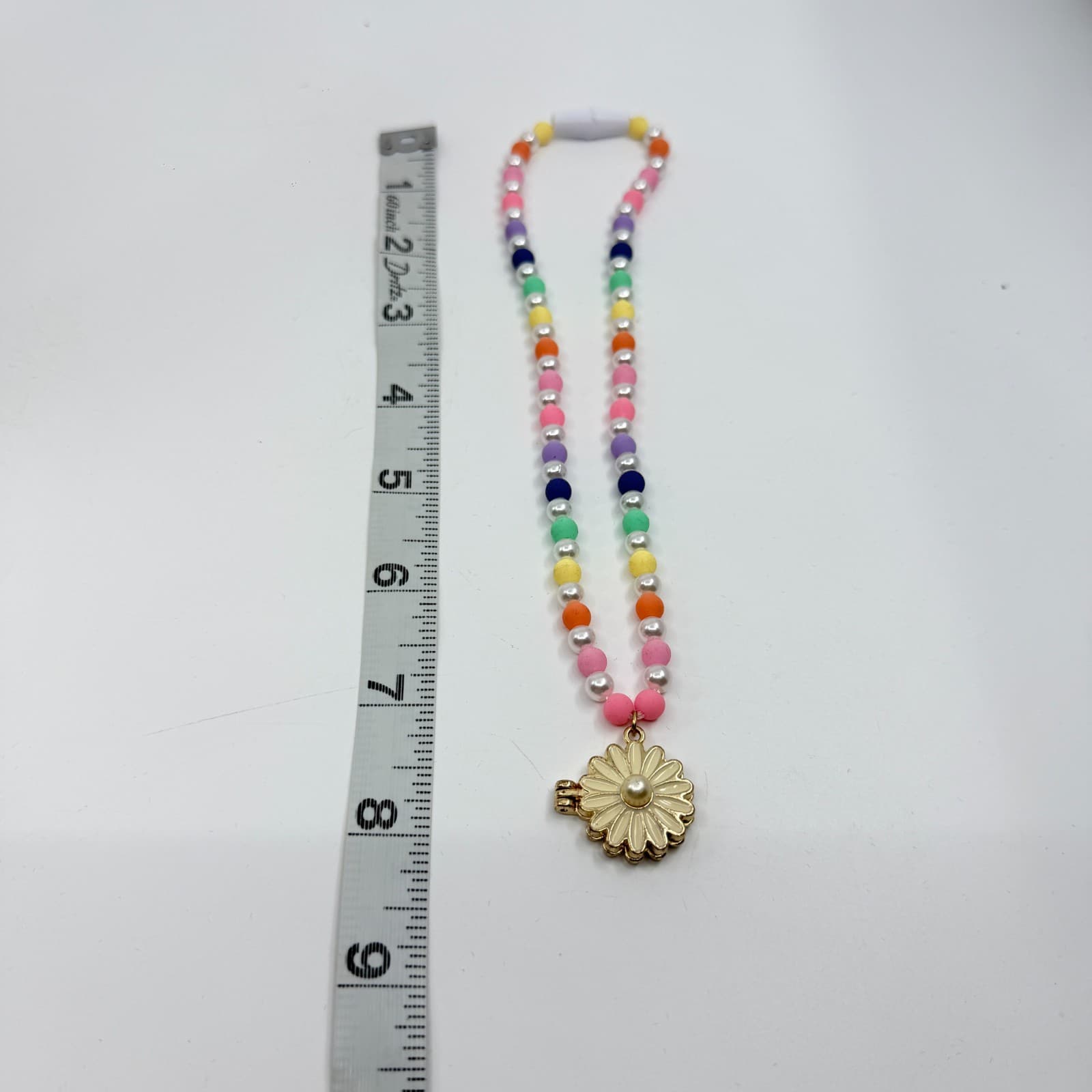 Pastel Bead Daisy Locket Necklace Colorful Cottagecore Boho Festival Jewelry - Thumbnail 12