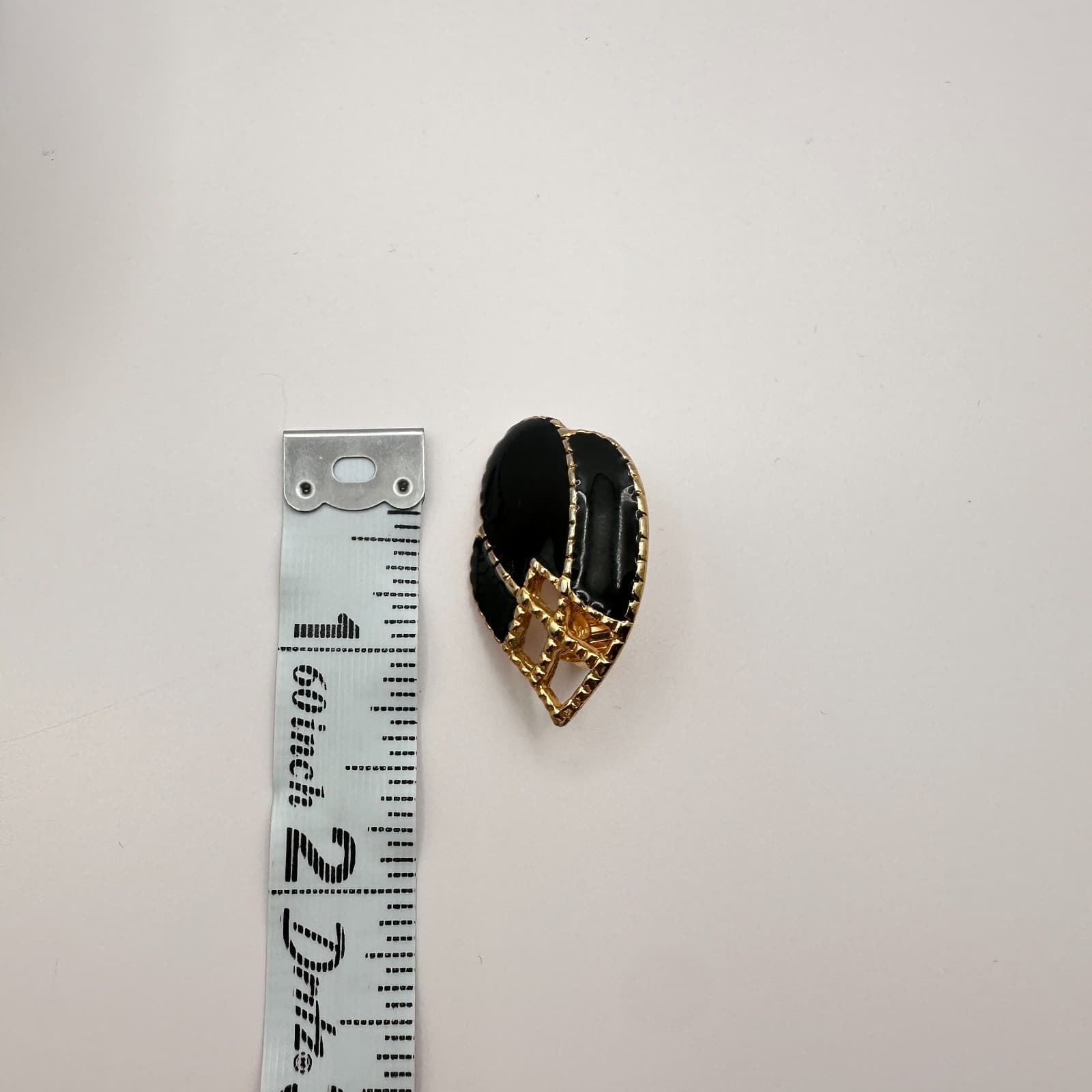 Vintage 90s Gold Tone Black Enamel Abstract Teardrop Earrings Women's Jewelry - Thumbnail 8
