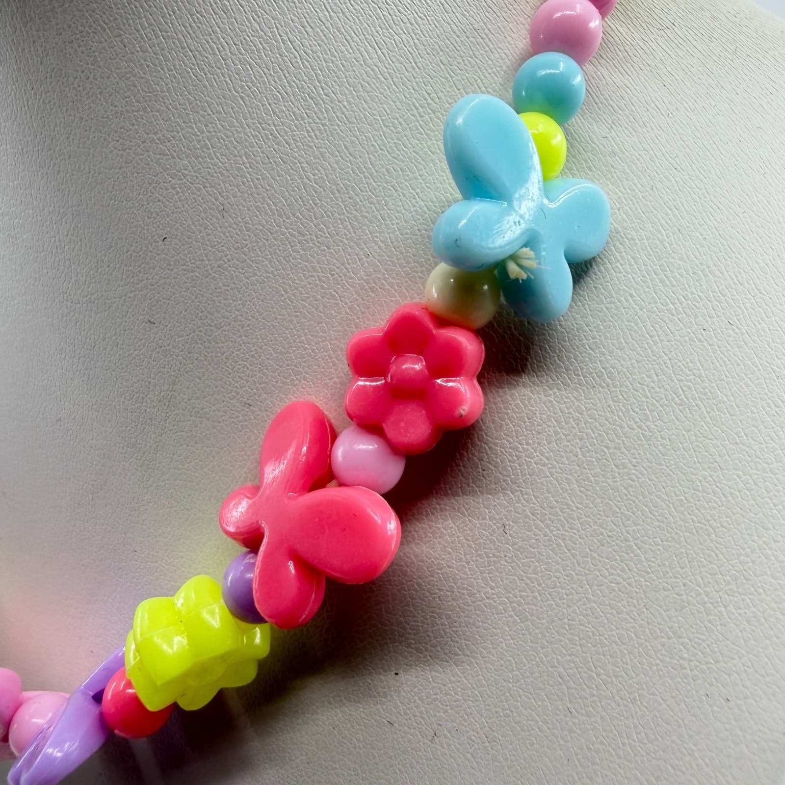 Pastel Butterfly Flower Beaded Necklace Y2K Cottagecore Fun Statement Jewelry - Thumbnail 5