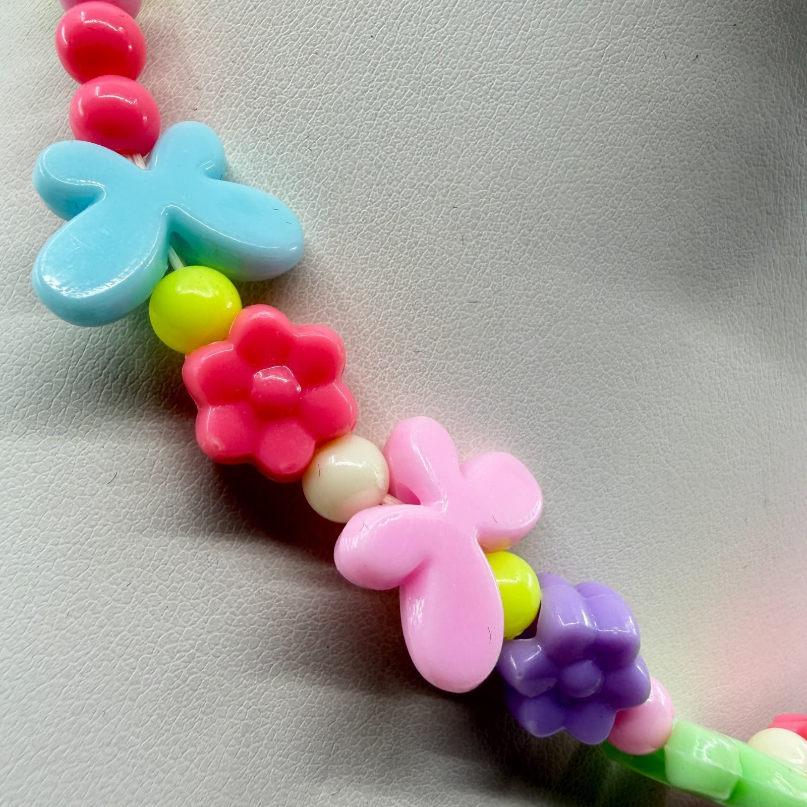 Pastel Butterfly Flower Beaded Necklace Y2K Cottagecore Fun Statement Jewelry - Thumbnail 3