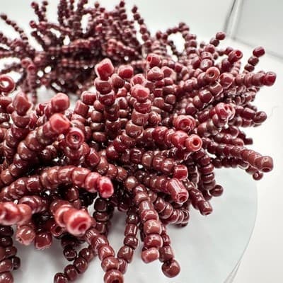 Vintage Y2K Maroon Seed Beaded Cluster Fringe Bracelet Statement Boho Jewelry - Thumbnail 4