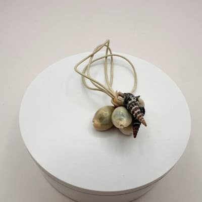Vintage Y2K Real Cowrie Auger Shell Hair Tie Ponytail Holder Women's Accessory - Thumbnail 2