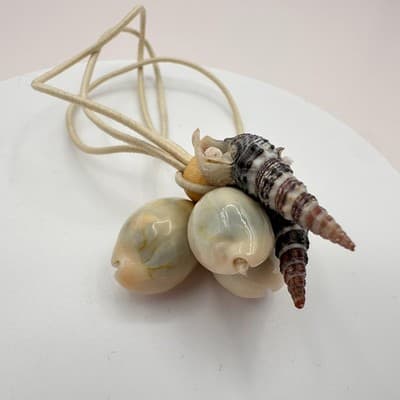 Vintage Y2K Real Cowrie Auger Shell Hair Tie Ponytail Holder Women's Accessory - Thumbnail 5