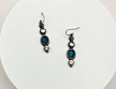 Vintage Y2K Silver Tone Rhinestone Dangle Earrings Statement Women's Jewelry - Thumbnail 2