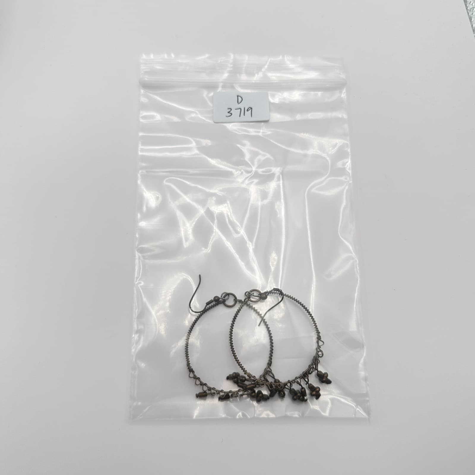 Vintage Y2K Bronze Tone Beaded Hoop Dangle Earrings Boho Women's Classic Jewelry - Thumbnail 8
