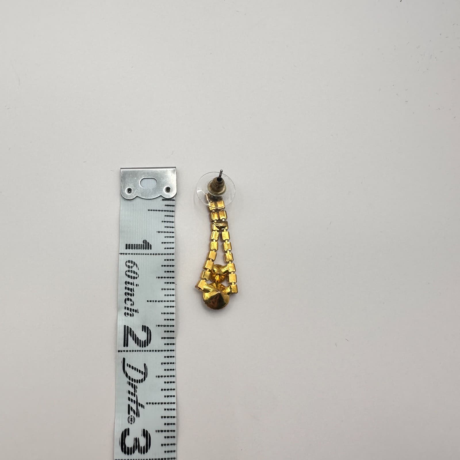 Vintage 90s Gold Tone Rhinestone Dangle Earrings Women's Classic Jewelry Retro - Thumbnail 7