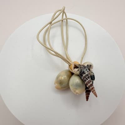 Vintage Y2K Real Cowrie Auger Shell Hair Tie Ponytail Holder Women's Accessory - Thumbnail 4