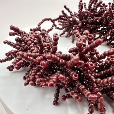 Vintage Y2K Maroon Seed Beaded Cluster Fringe Bracelet Statement Boho Jewelry - Thumbnail 3
