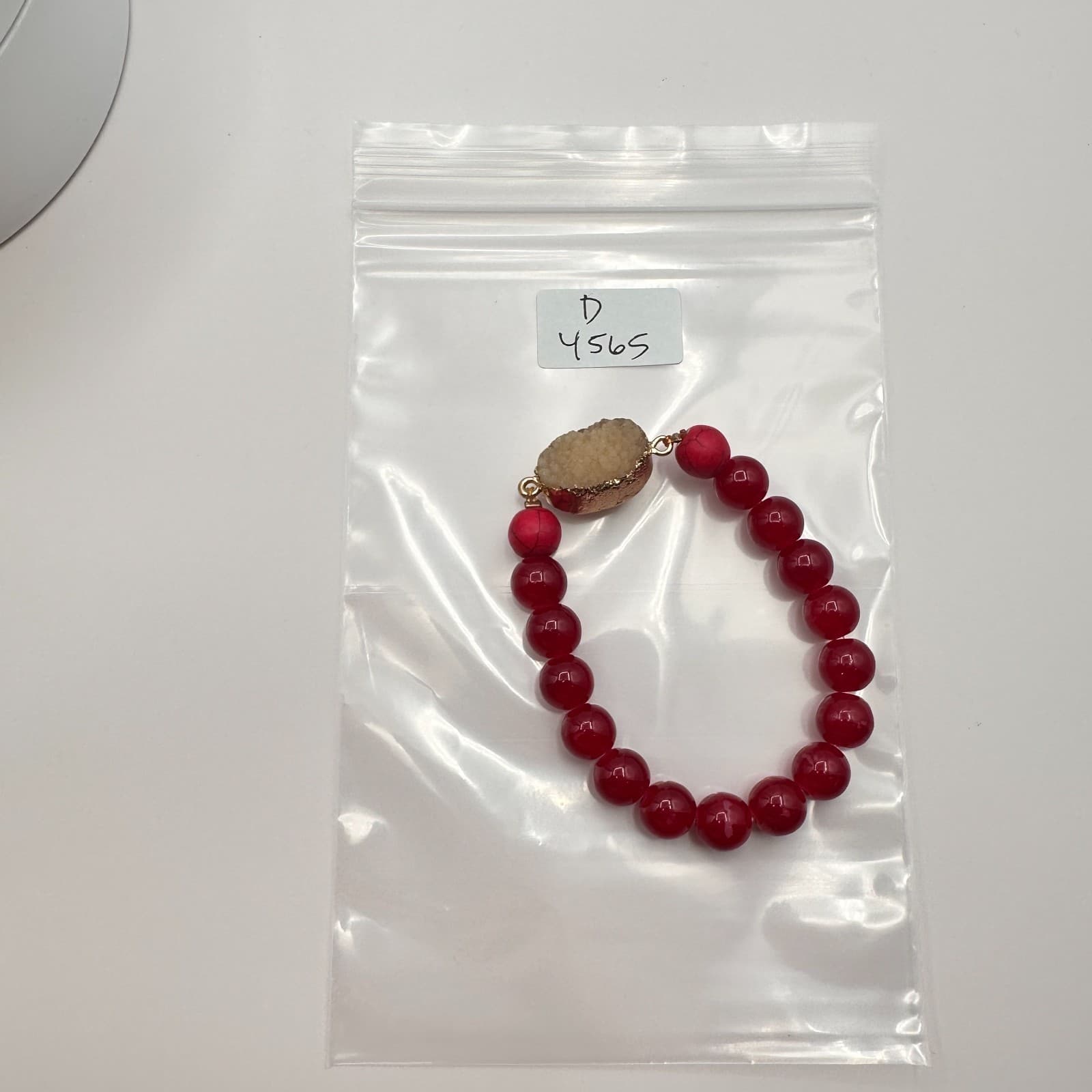 Vintage Gold Tone Chunky Beaded Bracelet Statement Boho Red Orange Faux Stone - Thumbnail 8