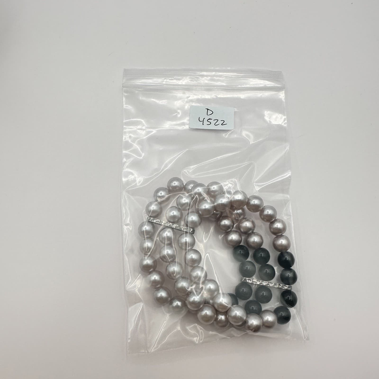 Vintage Y2K Silver-Tone Multi Strand Faux Pearl Beaded Bracelet Women's Jewelry - Thumbnail 8