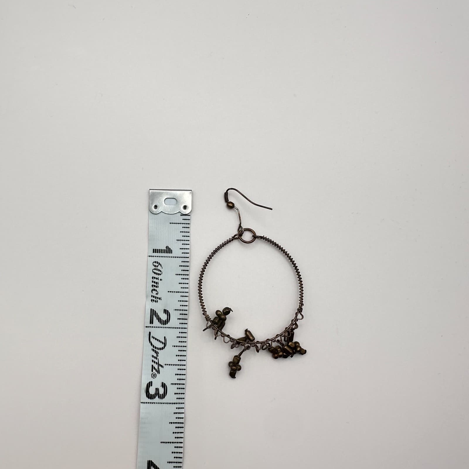 Vintage Y2K Bronze Tone Beaded Hoop Dangle Earrings Boho Women's Classic Jewelry - Thumbnail 7