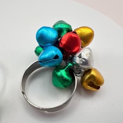 Vintage 90s Jingle Bell Rings Set Silver-tone Women's Classic Fashion Jewelry - Thumbnail 6
