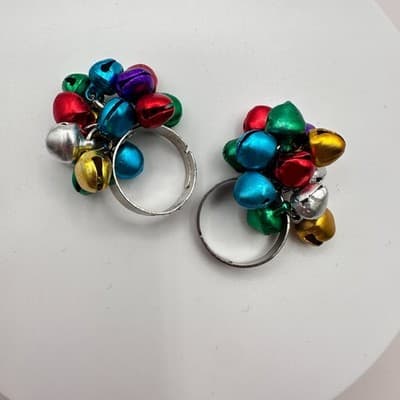 Vintage 90s Jingle Bell Rings Set Silver-tone Women's Classic Fashion Jewelry - Thumbnail 2