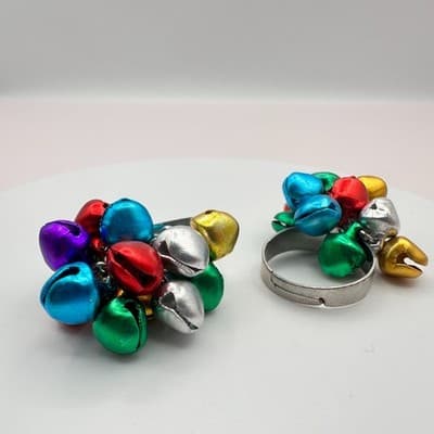 Vintage 90s Jingle Bell Rings Set Silver-tone Women's Classic Fashion Jewelry - Thumbnail 4