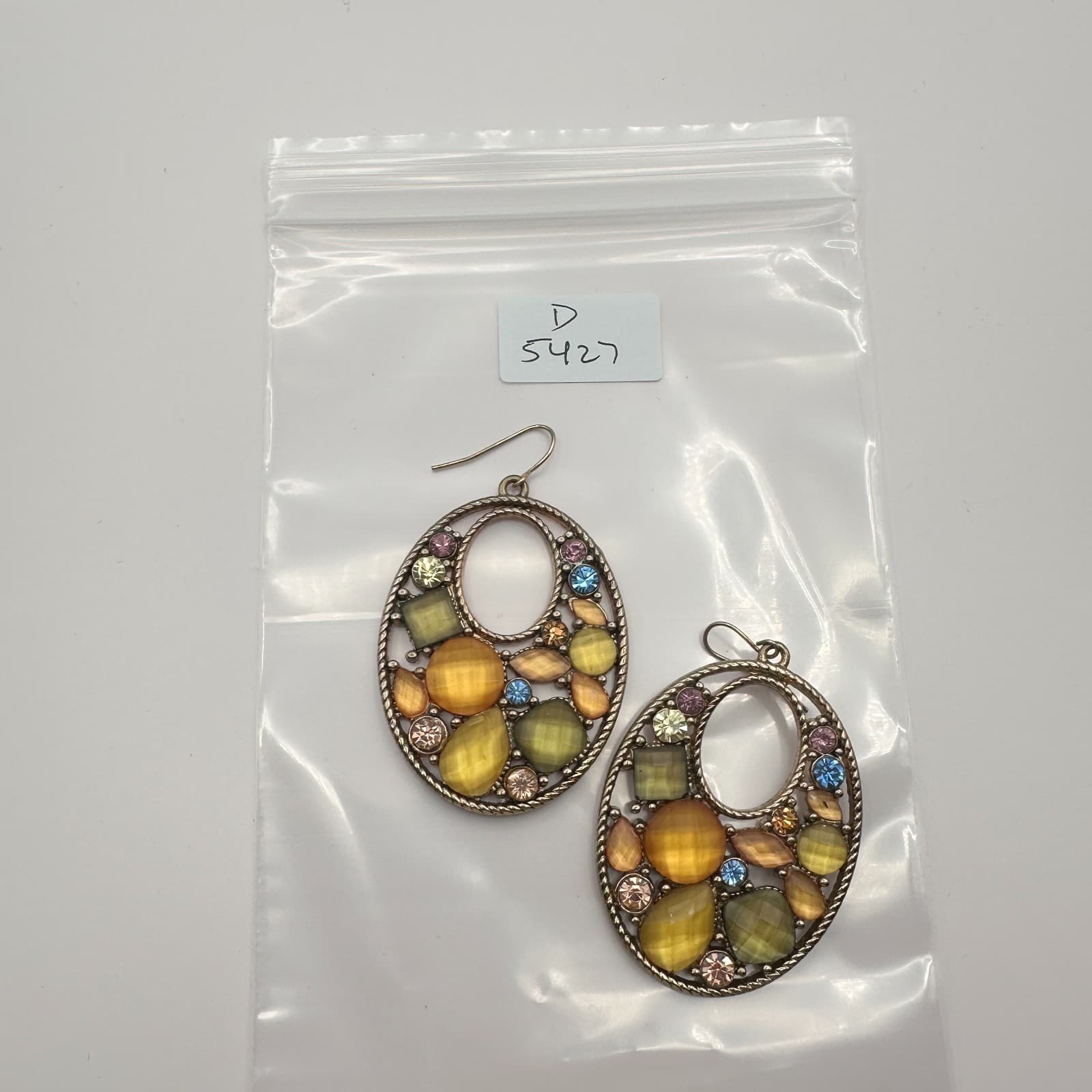 Vintage 90s Y2K Gold Tone Beaded Hoop Earrings Rhinestone Boho Statement Jewelry - Thumbnail 8