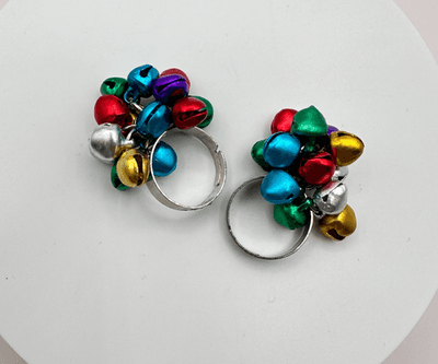 Vintage 90s Jingle Bell Rings Set Silver-tone Women's Classic Fashion Jewelry