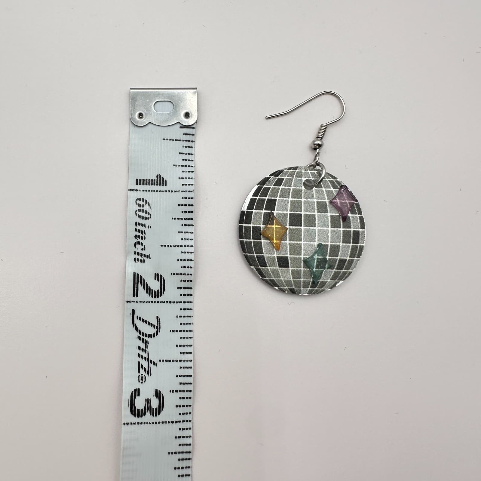 Vintage Y2K Glitter Disco Ball Dangle Earrings Silver Tone Retro Women's Jewelry - Thumbnail 6