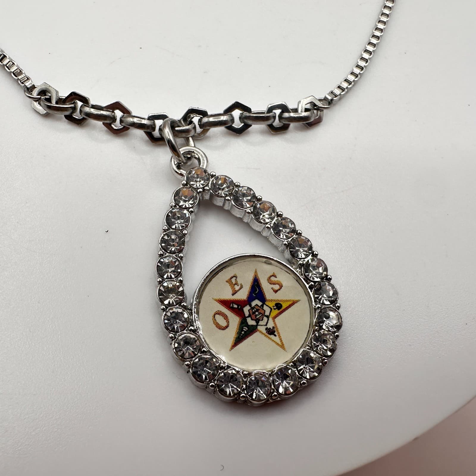 Vintage Y2K Rhinestone Order of Eastern Star OES Bracelet Silver Tone Jewelry - Thumbnail 4