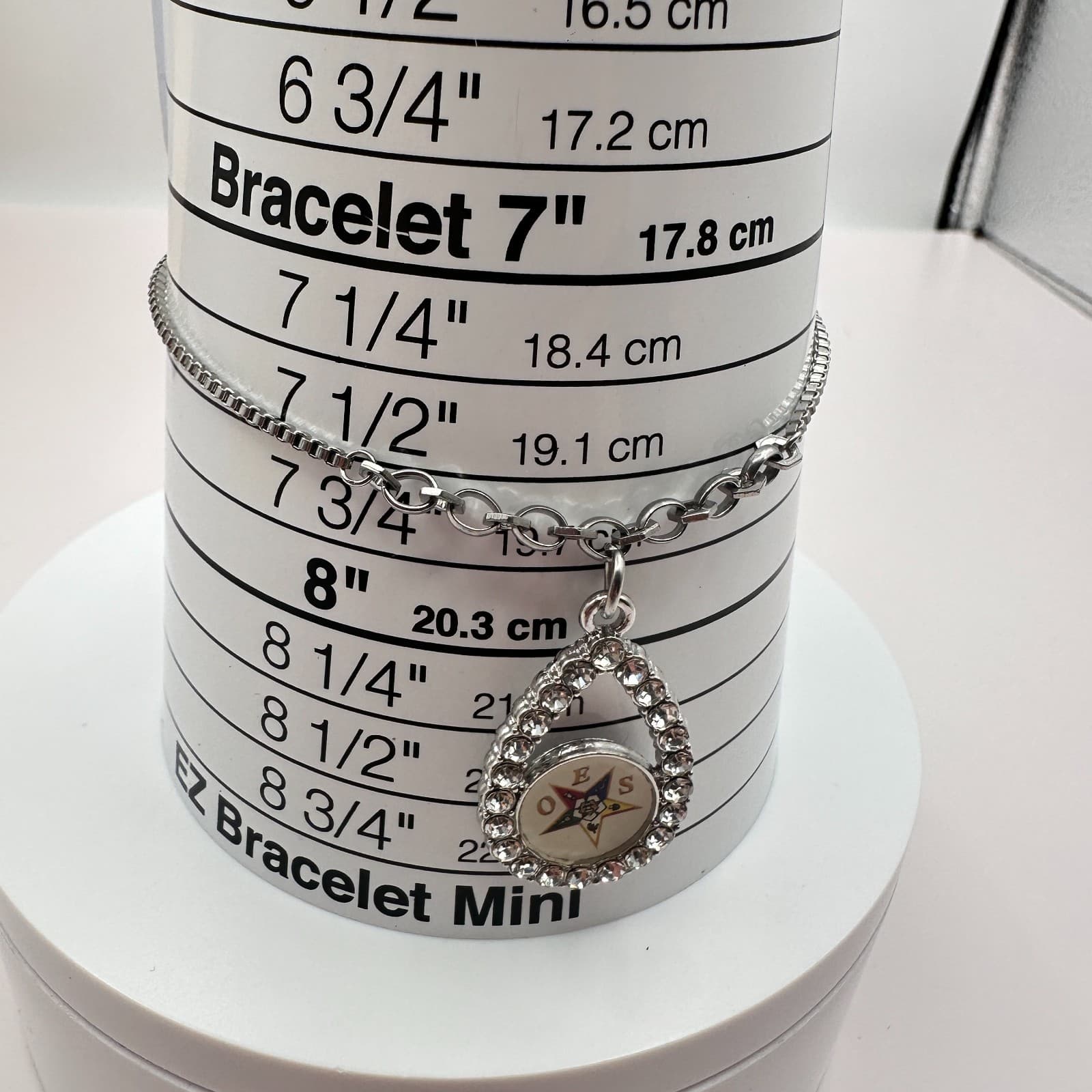 Vintage Y2K Rhinestone Order of Eastern Star OES Bracelet Silver Tone Jewelry - Thumbnail 6