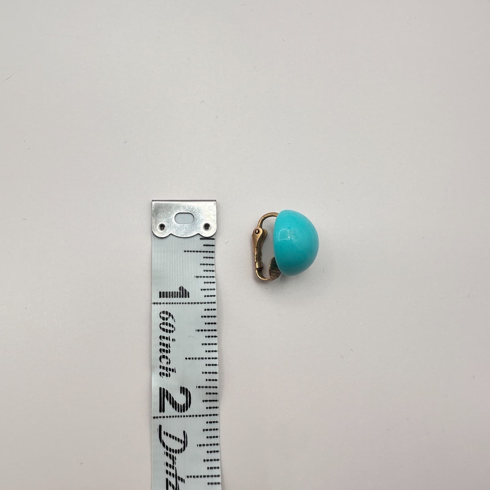 Vintage 90s Gold Tone Turquoise Blue Dome Earrings Women's Classic Jewelry - Thumbnail 6