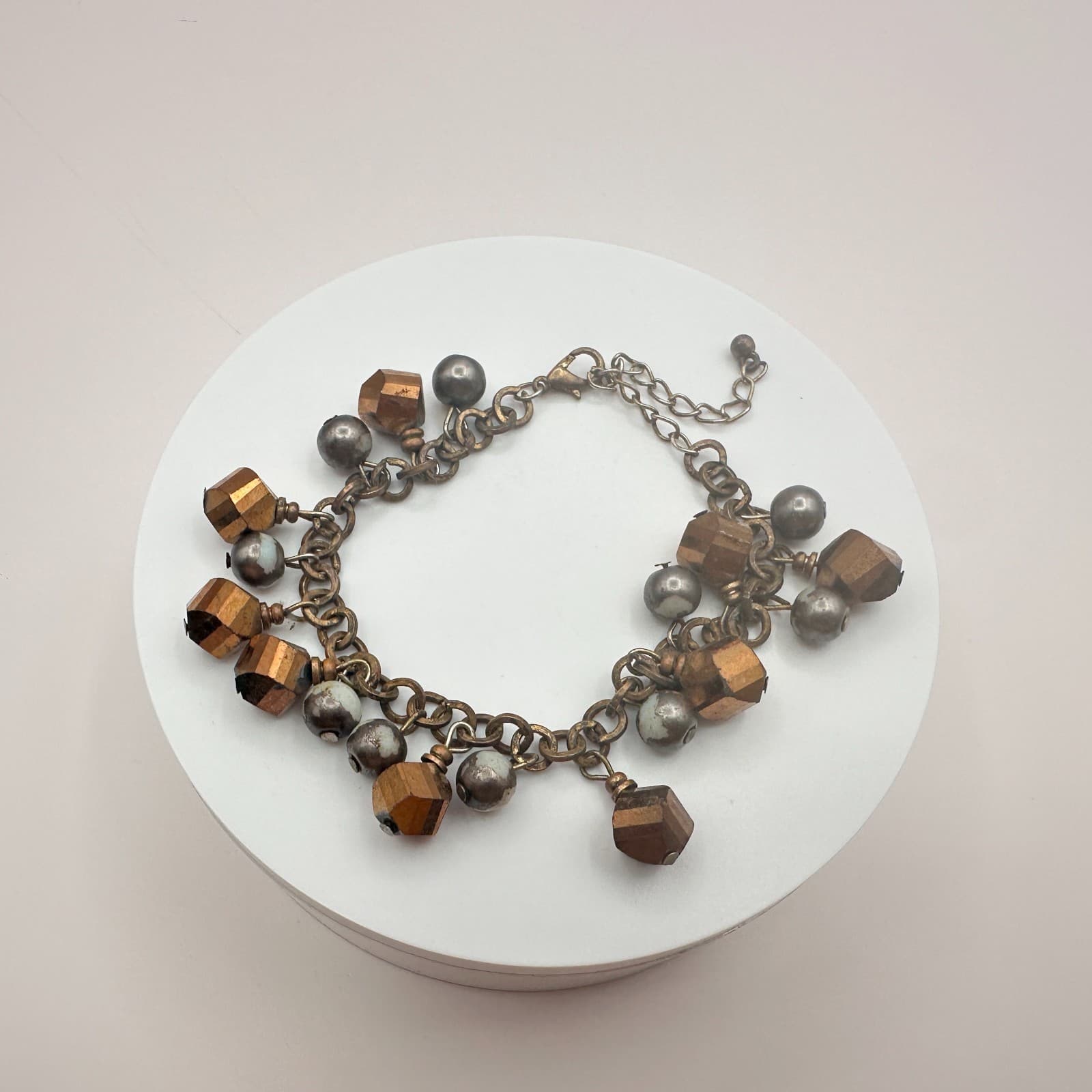 Vintage Y2K Rusti Brown Chunky Beaded Charm Bracelet Women's Classic Jewelry 90s - Thumbnail 8