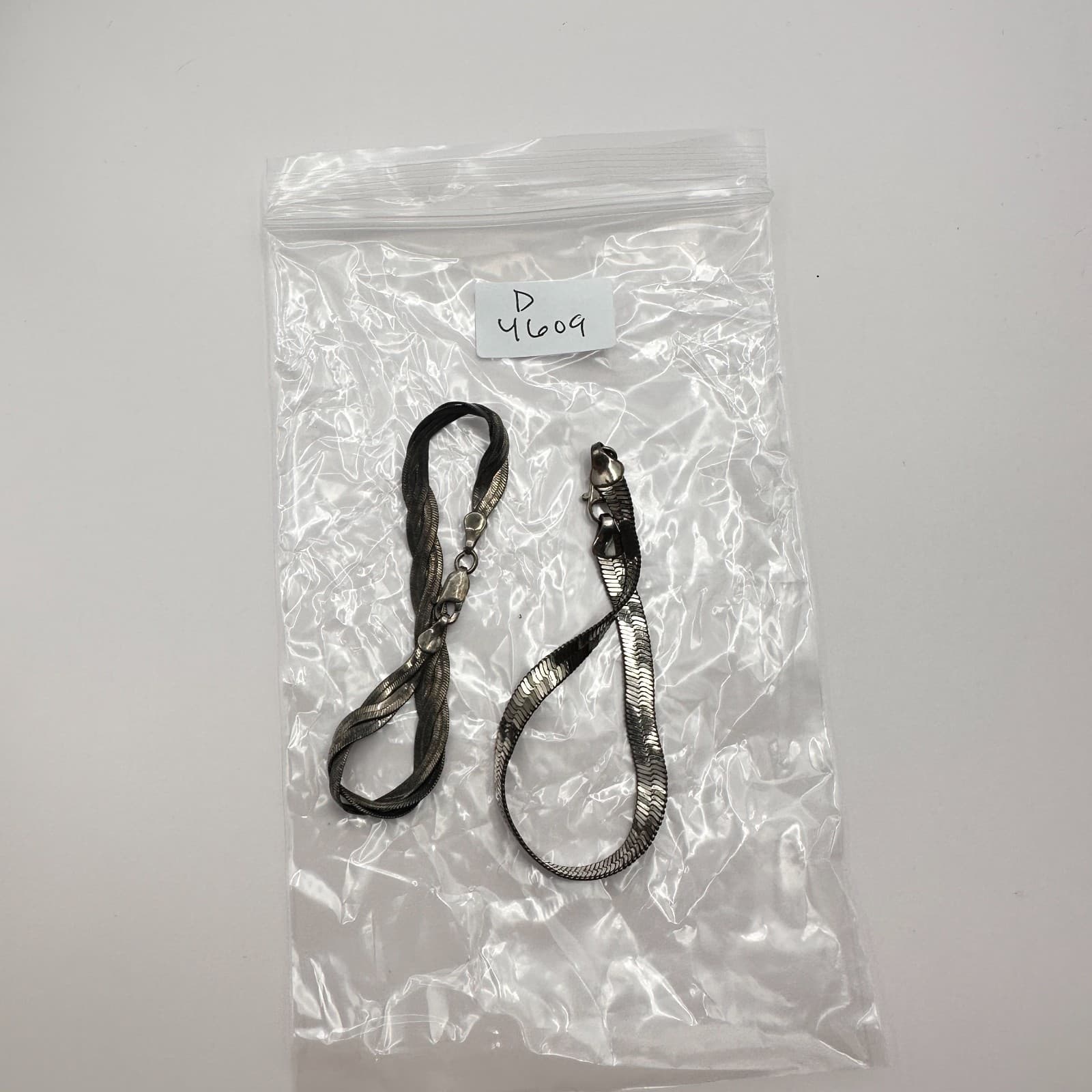 Vintage Y2K Silver Tone Herringbone Chain Bracelet Set Minimalist Retro Jewelry - Thumbnail 7