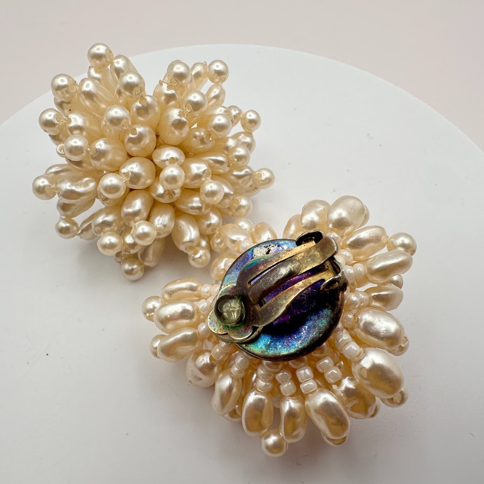 Vintage Y2K Ivory Pearl Beaded Earrings Bridal Women's Classic Fashion Jewelry - Thumbnail 5