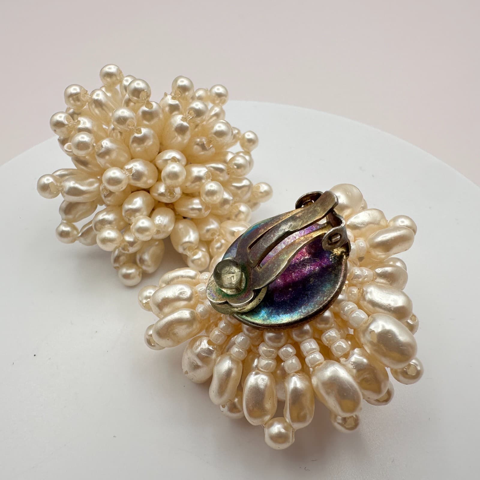 Vintage Y2K Ivory Pearl Beaded Earrings Bridal Women's Classic Fashion Jewelry - Thumbnail 4